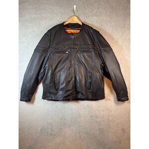 Milwaukee Leather Mens Black Motorcycle Jacket 2XL With Zip-Out Liner Vented Des